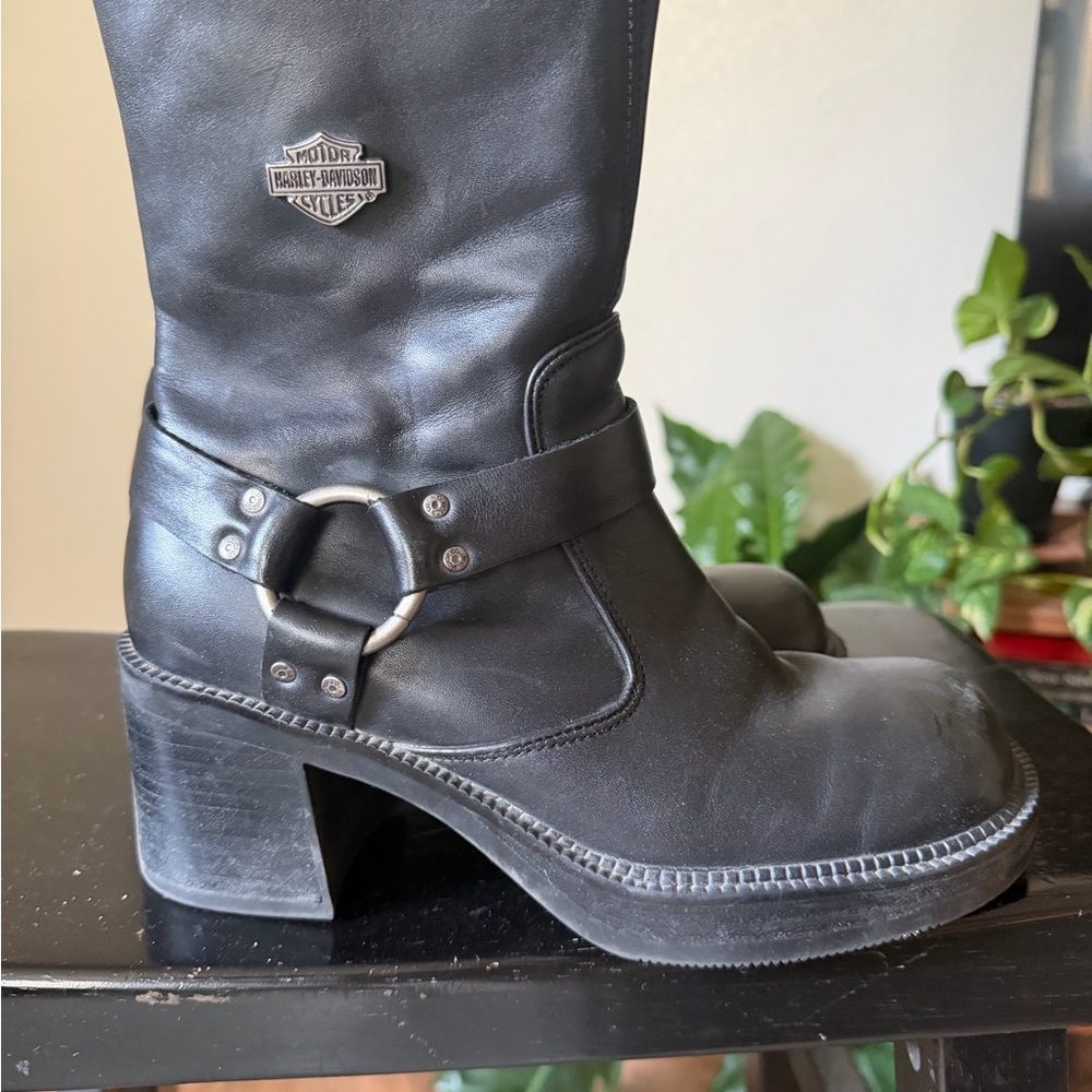 Vintage Harley-Davidson Black Leather Women's Boots